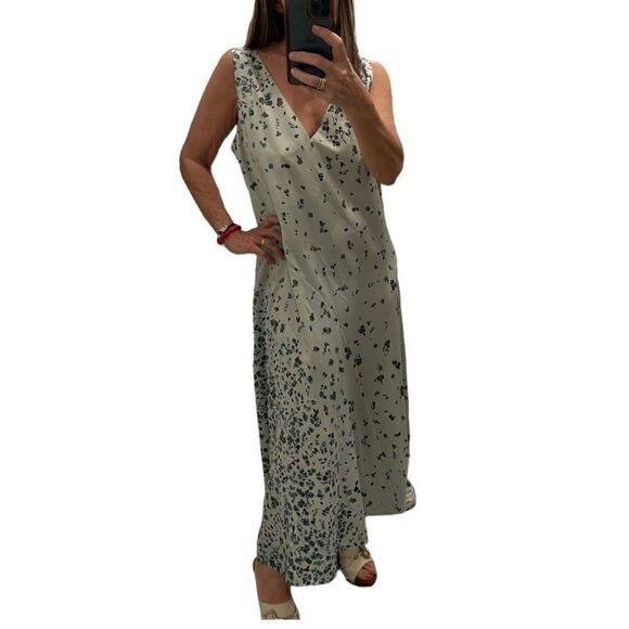 Vince Floral-print Hammered-satin Midi Dress In Sage Green.Size XL - Picture 4 of 16